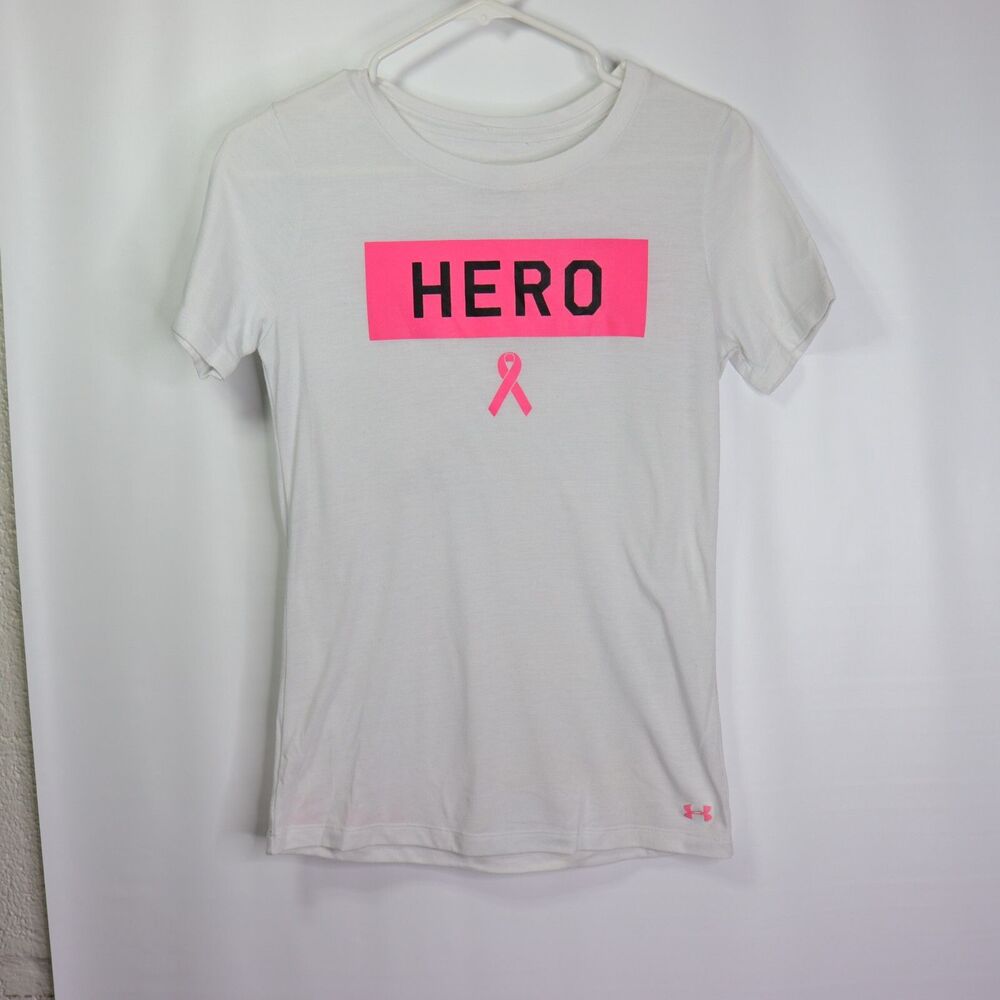 UNDER ARMOUR T-Shirt Women UA Hero Power in Pink Size XS White/Pink/Black